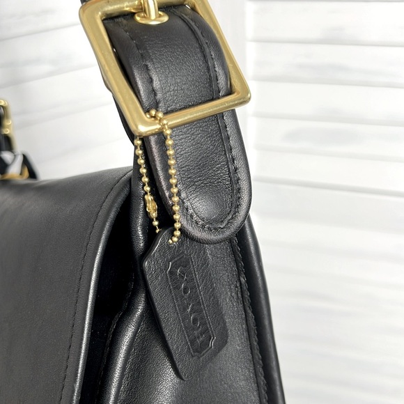 COACH Vintage Black Glove Tan Leather Patricia Legacy Flap bag Retro 90's 9951 - Picture 7 of 15